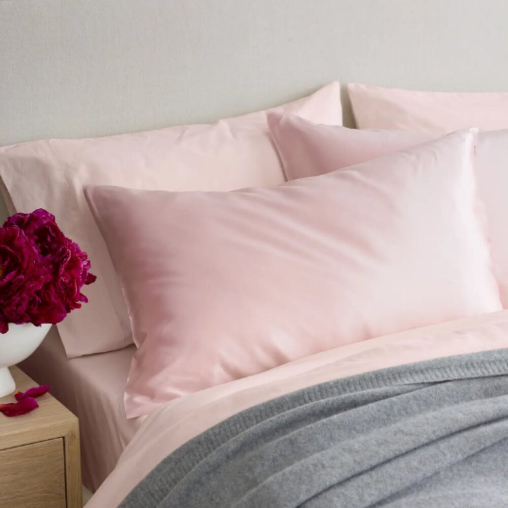 Two Quince King SIze Pink 100% Mulberry Silk Pillowcases NWT